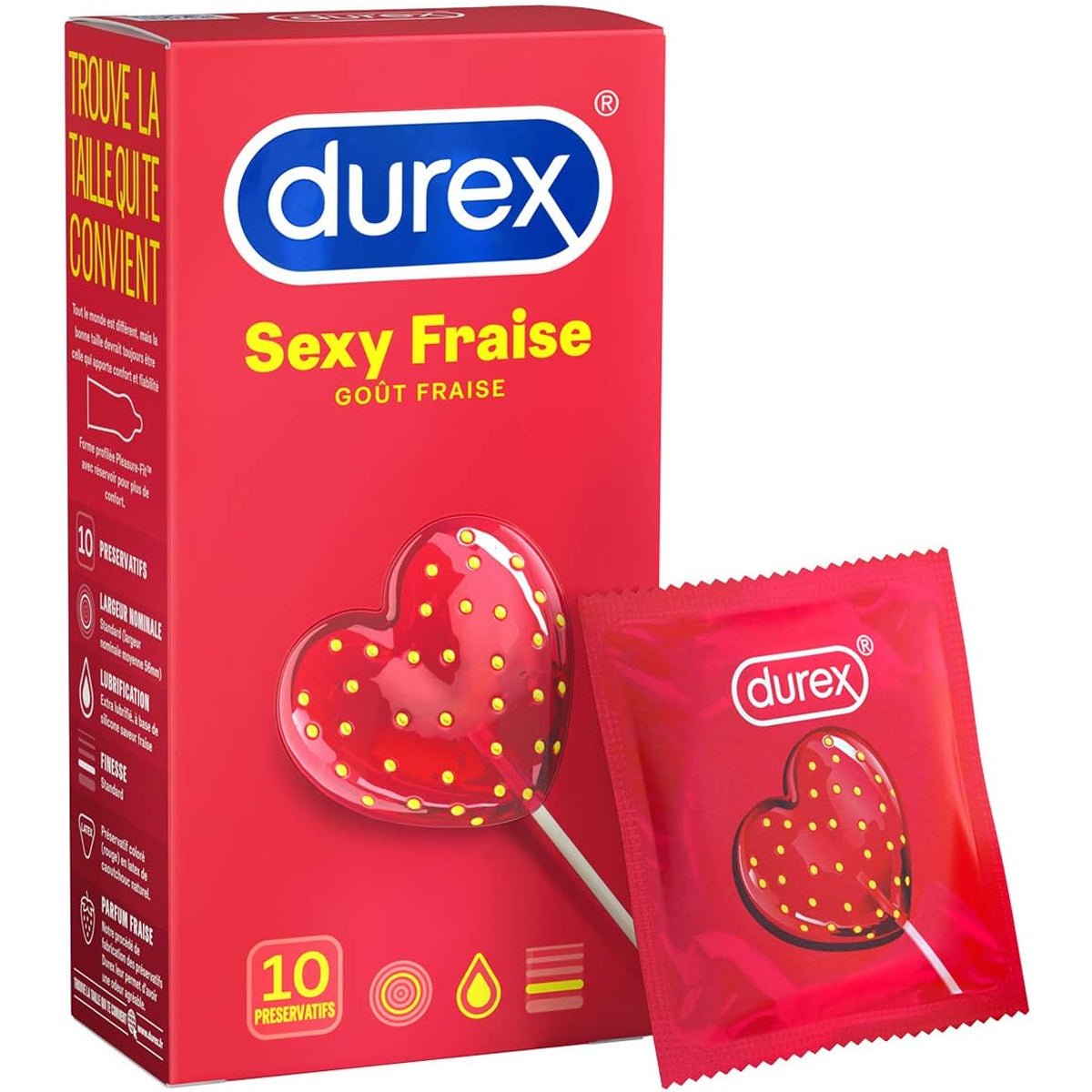 Durex Sexy Fraise - Extra-Lubrifié & Anatomique - Condomz