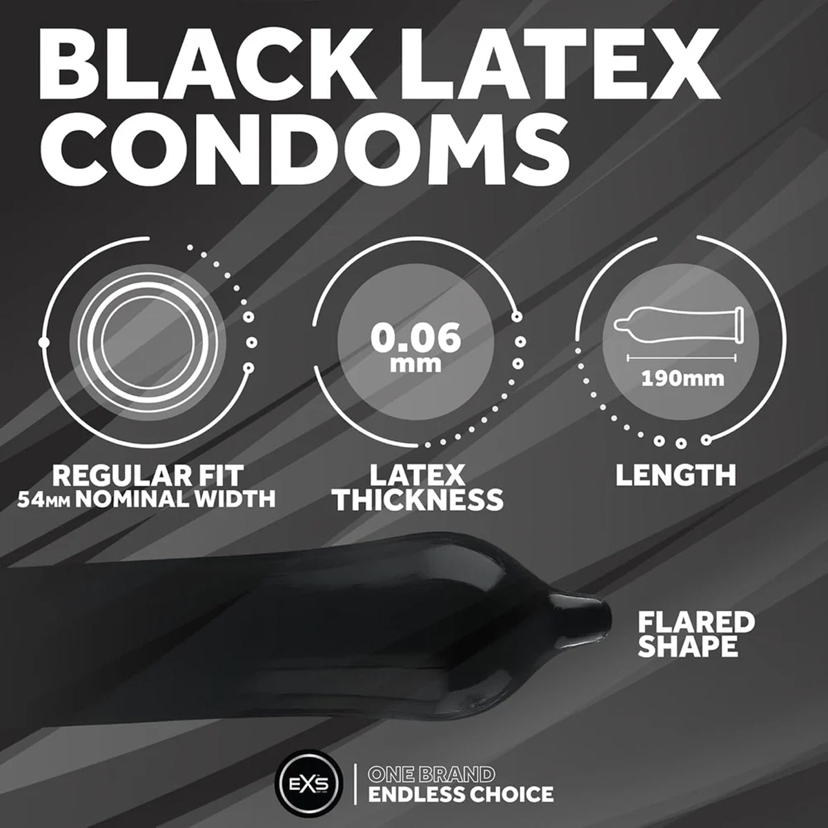 EXS Black Latex - Noir & 54 mm - Condomz