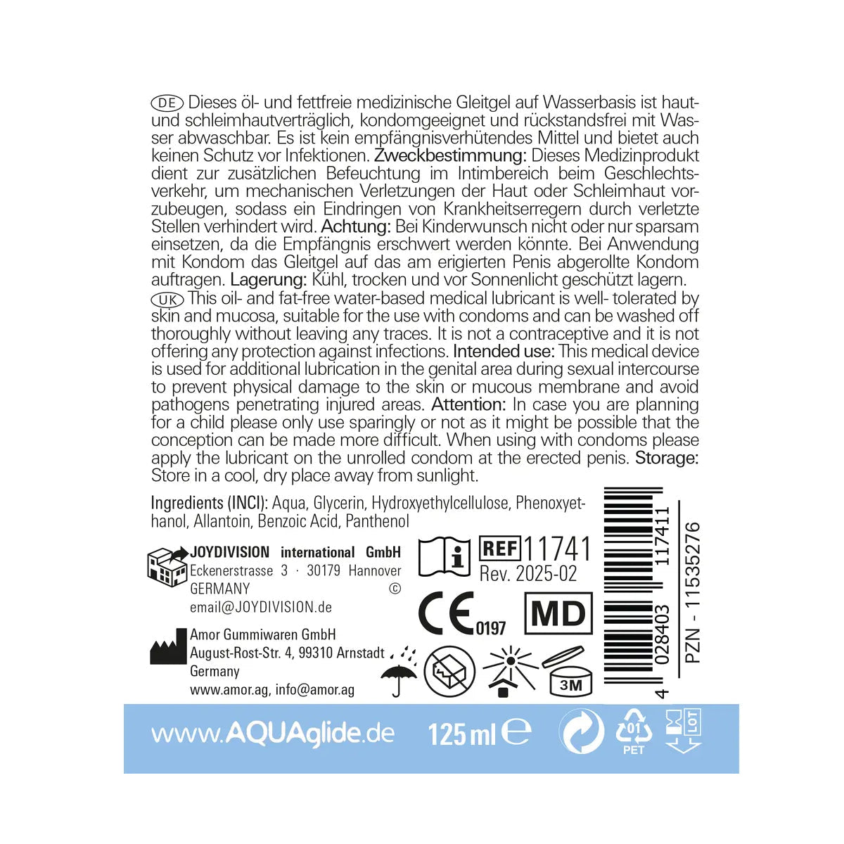 JoyDivision AQUAglide Sensitive - À Base d'Eau - Condomz