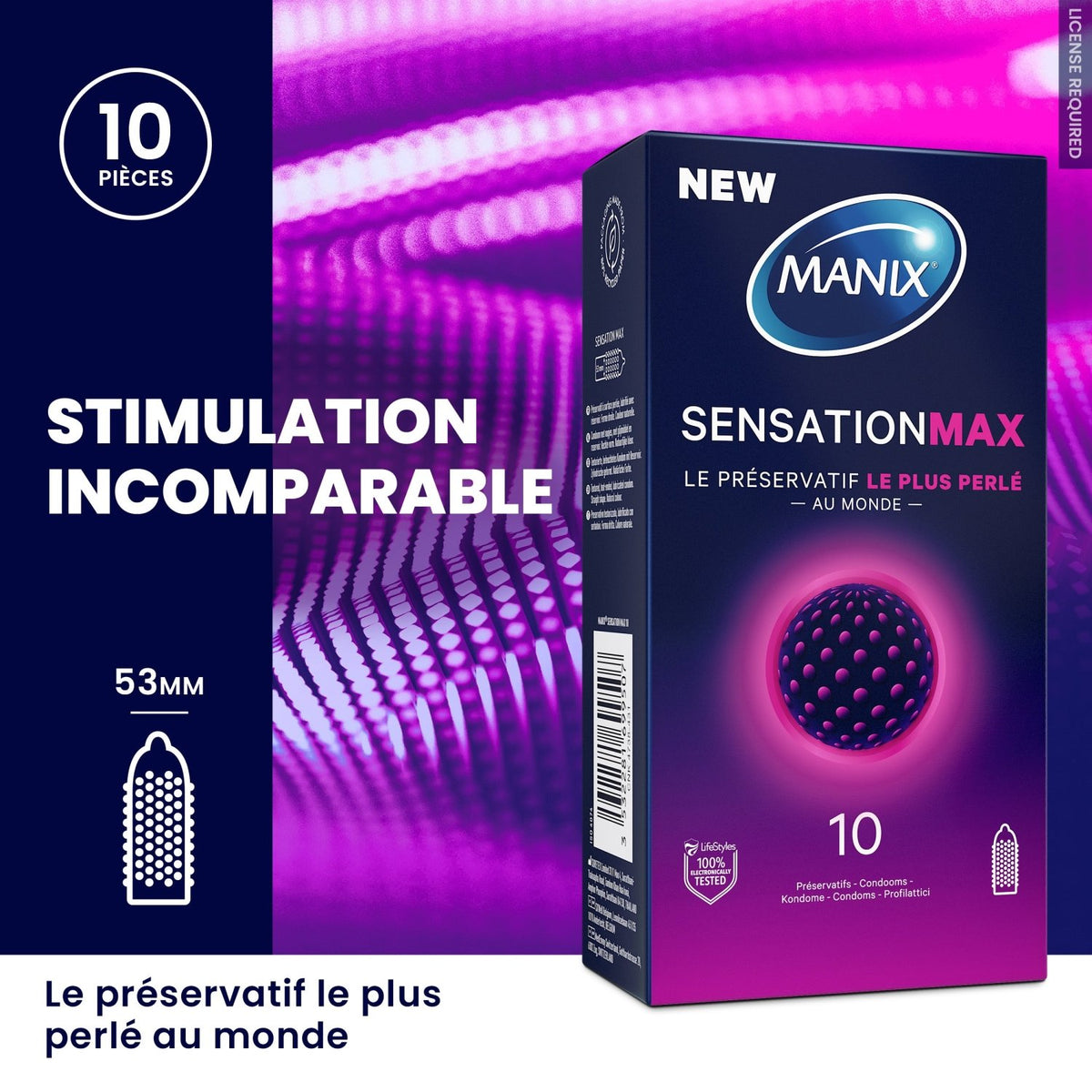 Manix Sensation Max - Perlé & 53 mm - Condomz