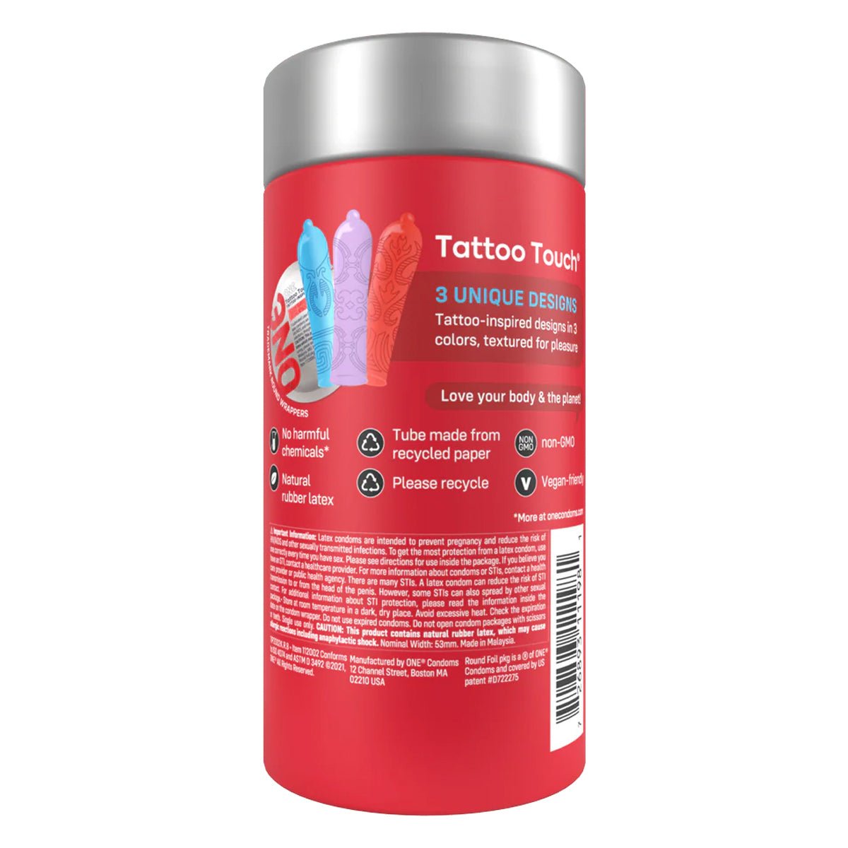 ONE Tattoo Touch - Nervuré & Coloris Assortis - Condomz