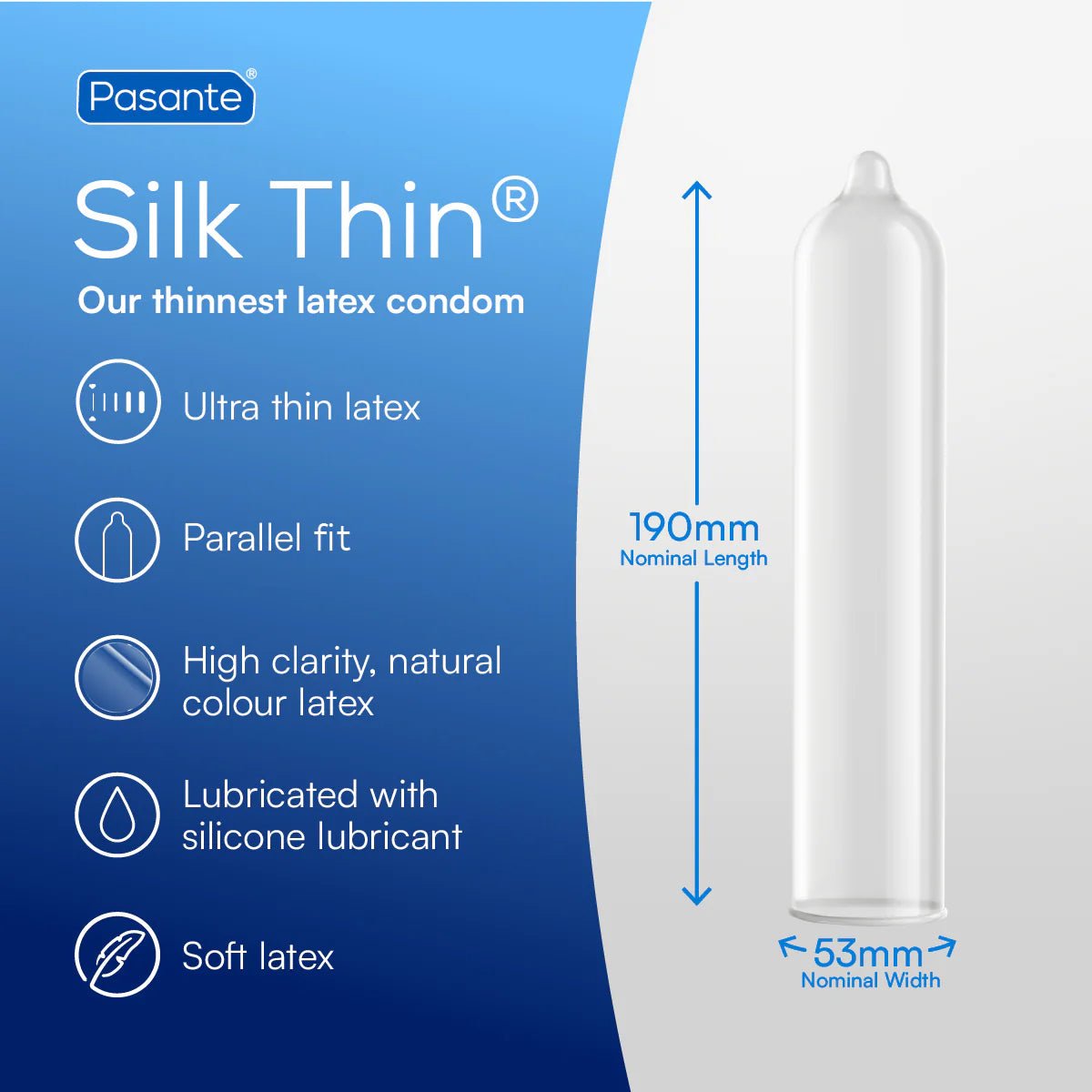 Pasante Silk Thin - Ultra-Fin & 53 mm - Condomz