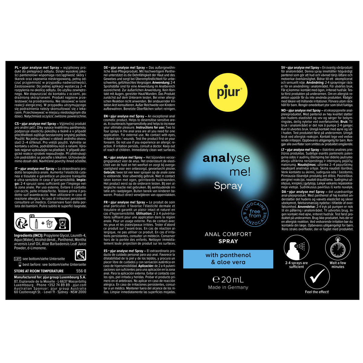 Pjur Analyse Me ! Spray - Apaisant & Effet Relaxant - Condomz