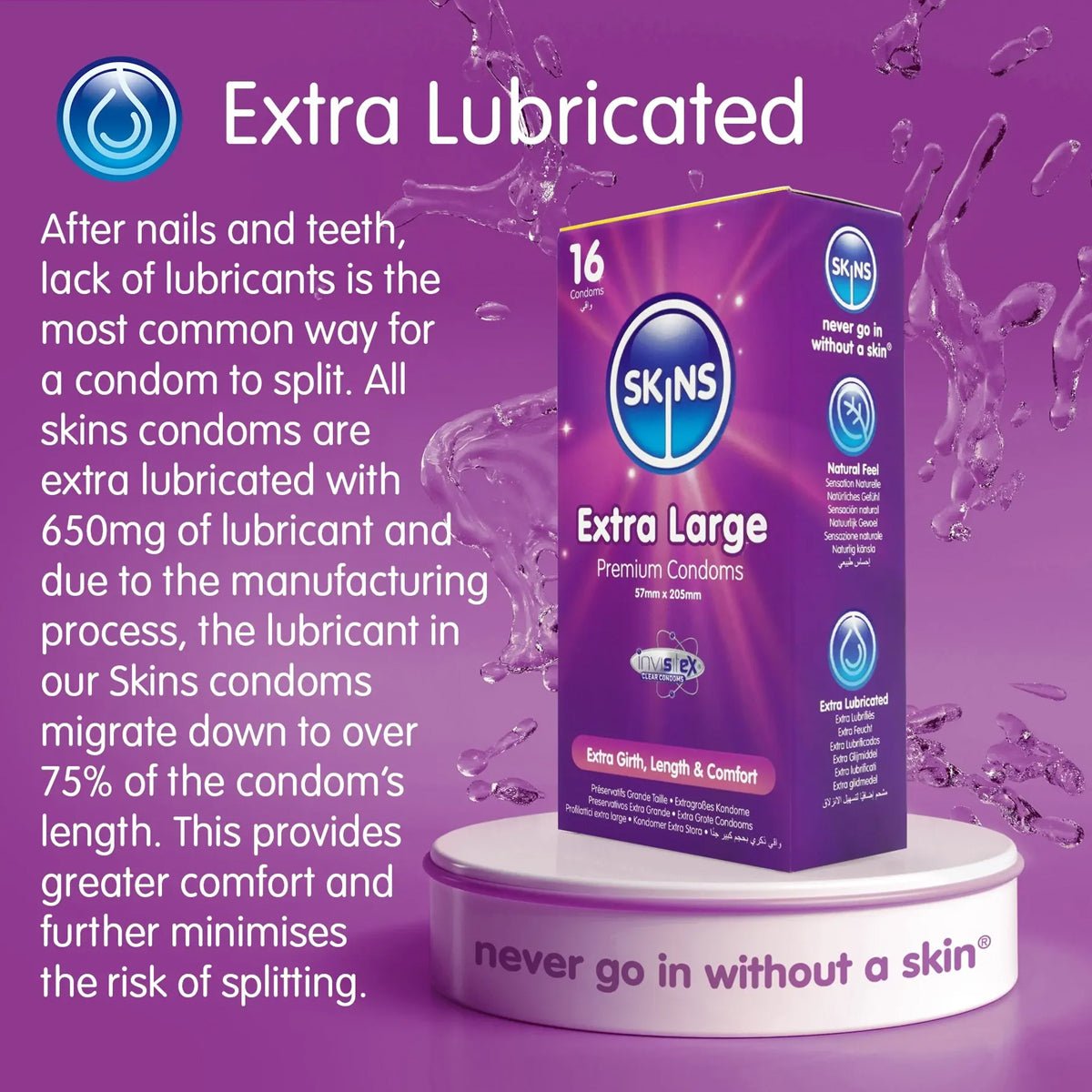 Skins Extra Large - Grande Taille & Extra-Lubrifié - Condomz