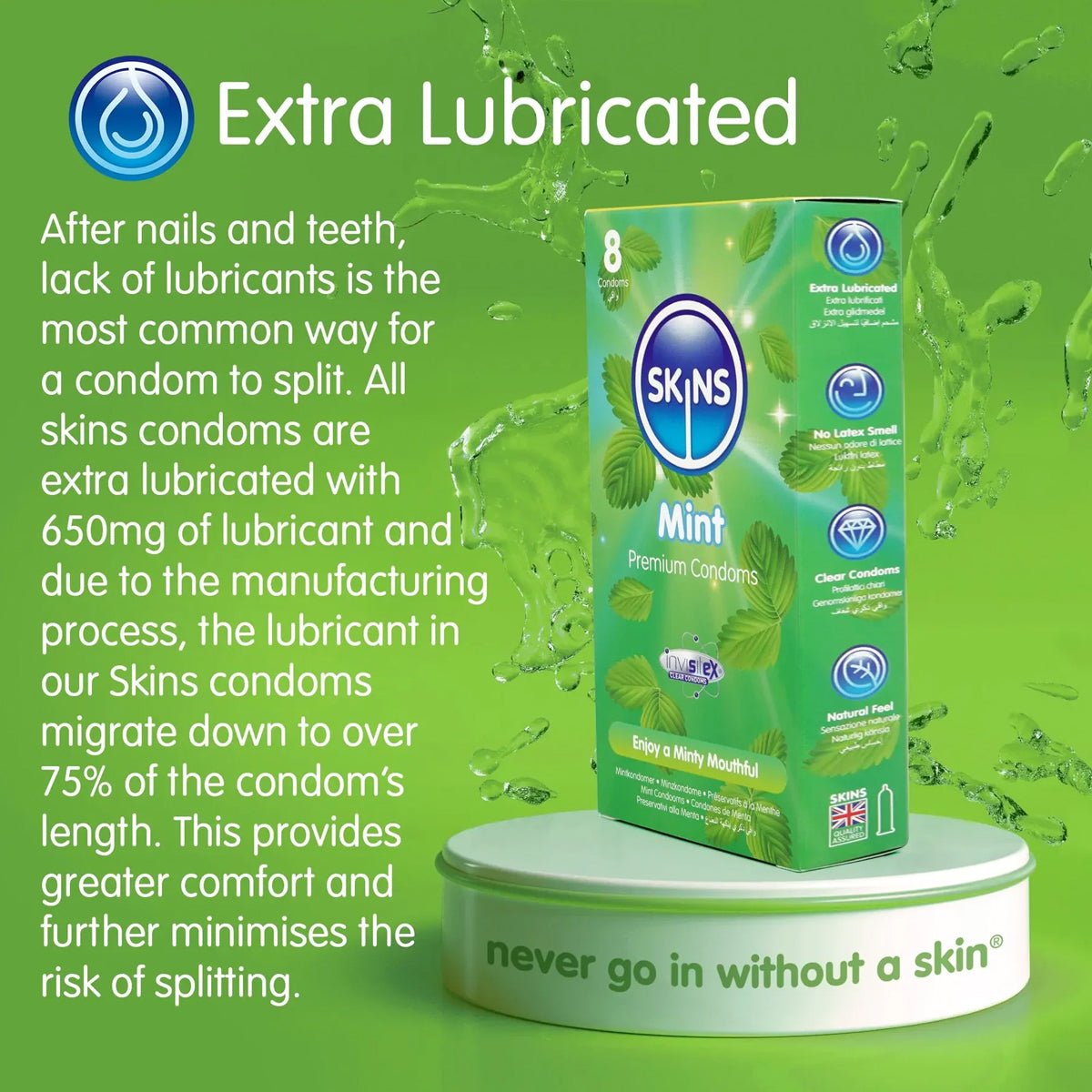 Skins Mint - Extra-Lubrifié & Parfumé - Condomz