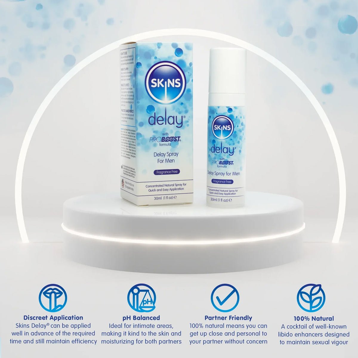 Skins Spray Retardateur Naturel - À Base d'Eau - Condomz