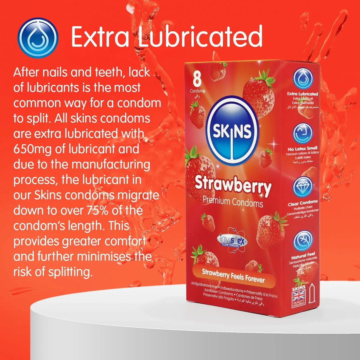 Skins Strawberry - Extra-Lubrifié & Parfumé - Condomz