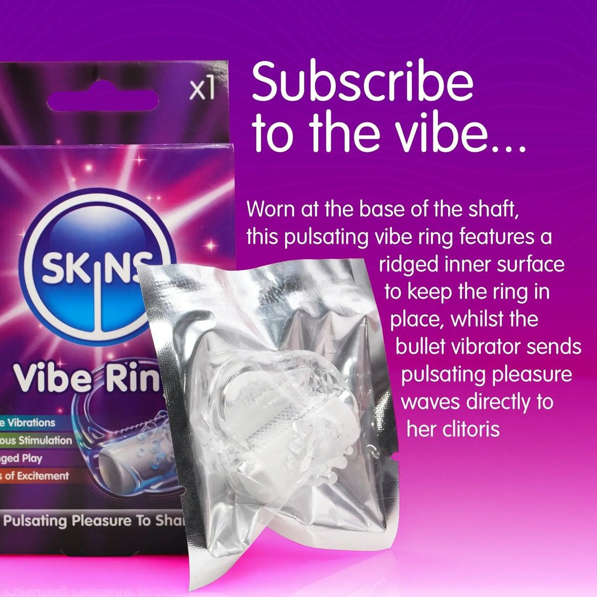 Skins Vibe Ring - Effet Picotant & Effet Retardant - Condomz