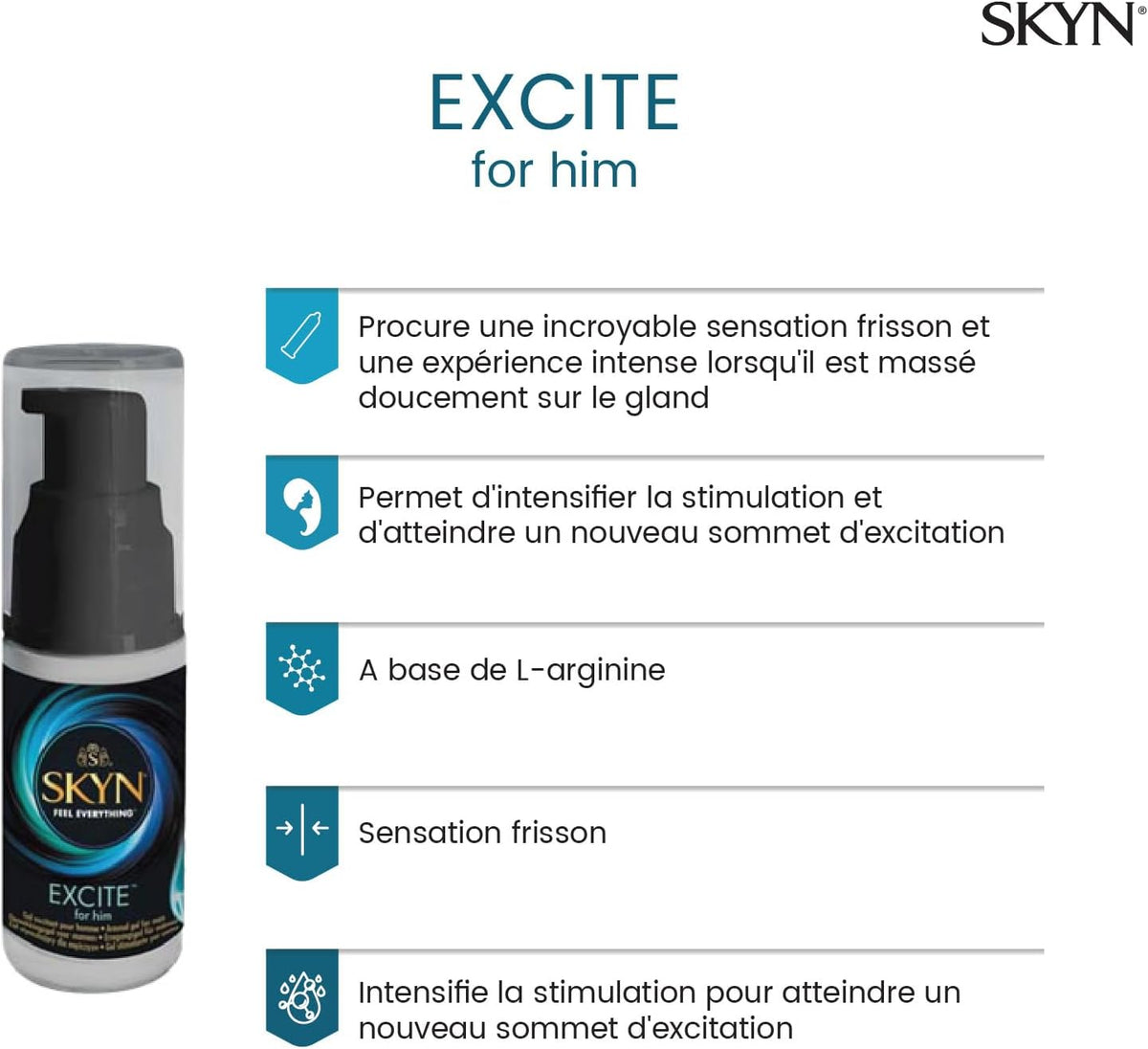 Skyn EXCITE for him - Effet Picotant & Effet Chauffant - Condomz