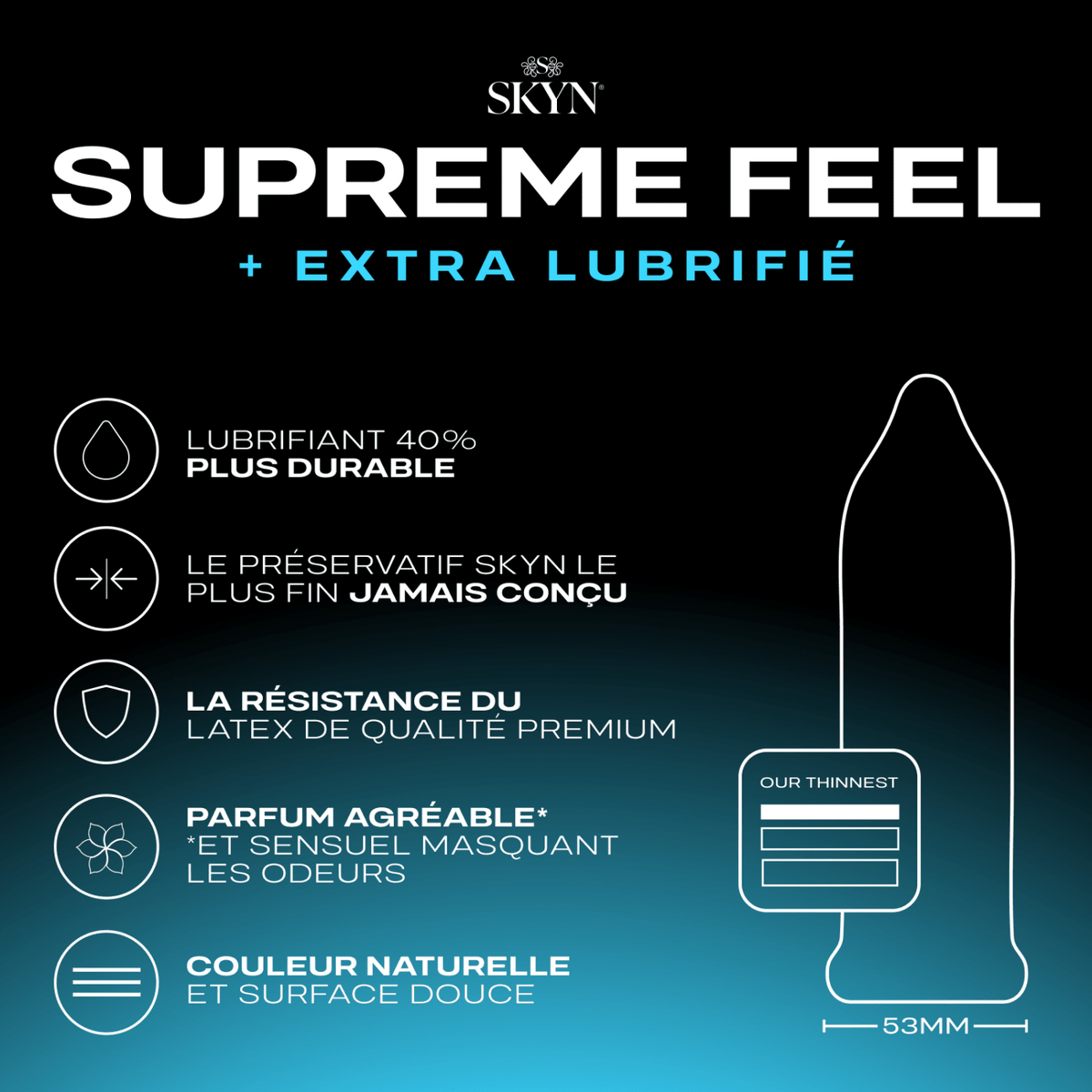Skyn Supreme Feel Extra Lubrifié - Ultra-Fin & Sans Latex - Condomz