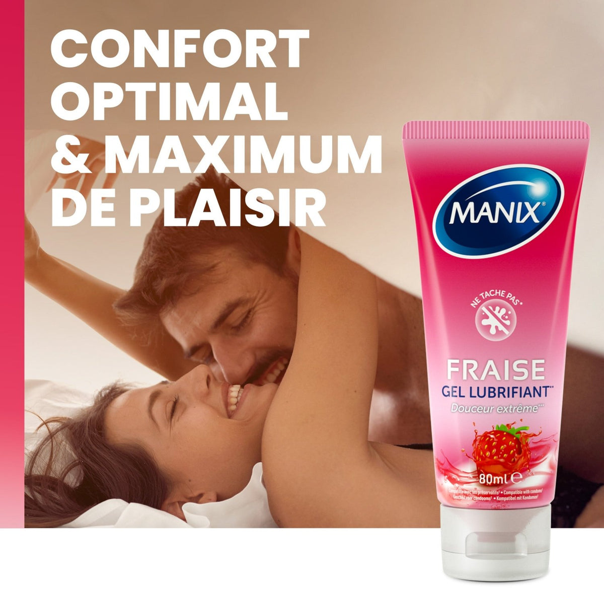 Manix Fraise - Non-Collant & À Base d'Eau - Condomz