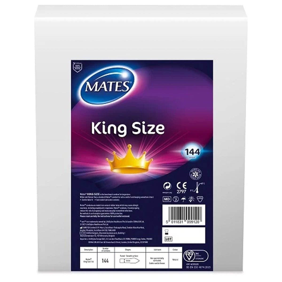 Mates King Size - Anatomique & Vanille - Condomz