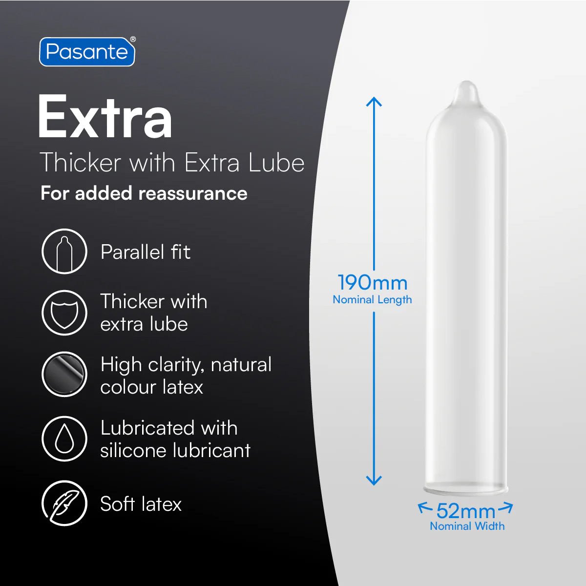 Pasante Extra - Extra-Lubrifié & Extra-Résistant - Condomz