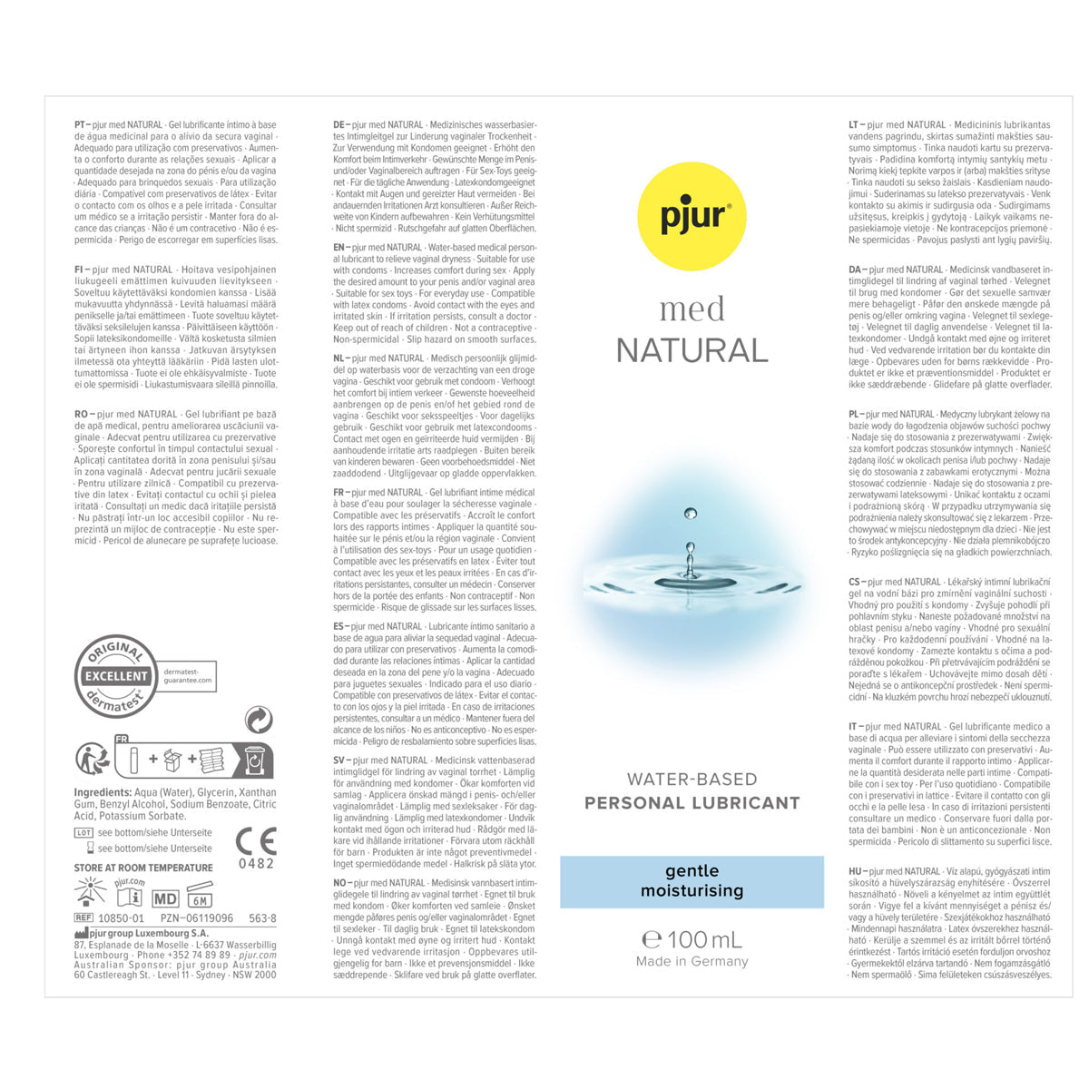 Pjur med Natural - Hydratant & À Base d'Eau - Condomz