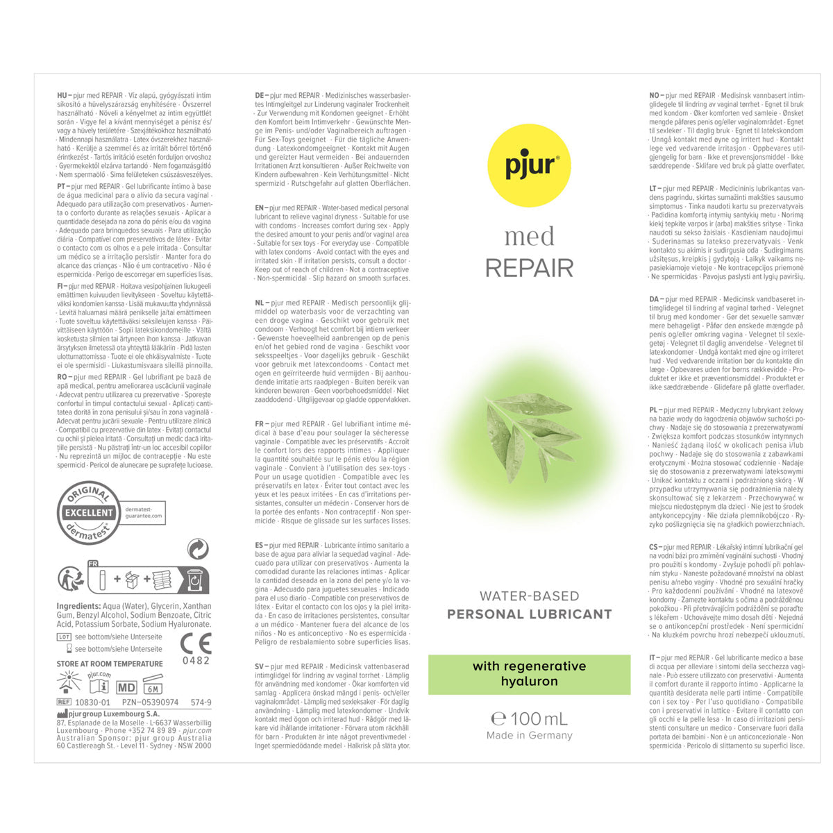 Pjur med Repair - Hydratant & À Base d'Eau - Condomz