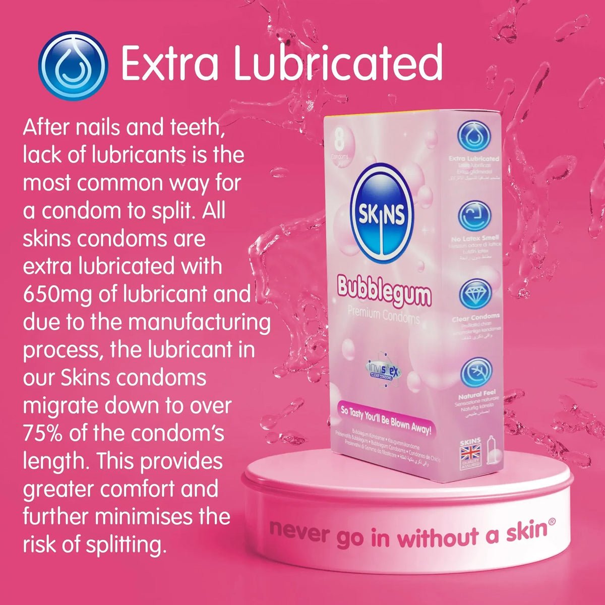 Skins Bubblegum - Parfumé & Extra-Lubrifié - Condomz