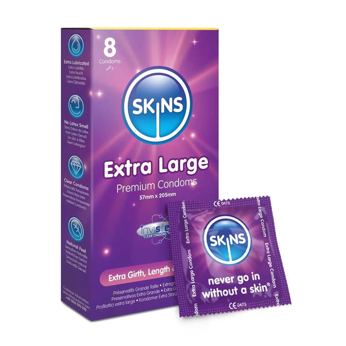 Skins Extra Large - Grande Taille & Extra-Lubrifié - Condomz