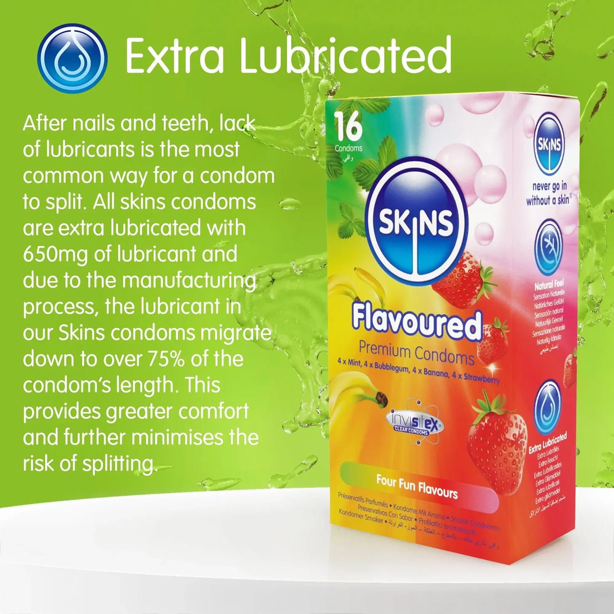 Skins Flavoured - Extra-Lubrifié & Parfumé - Condomz