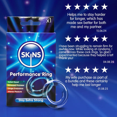 Skins Performance Ring - Effet Retardant & Anneau Pénien - Condomz