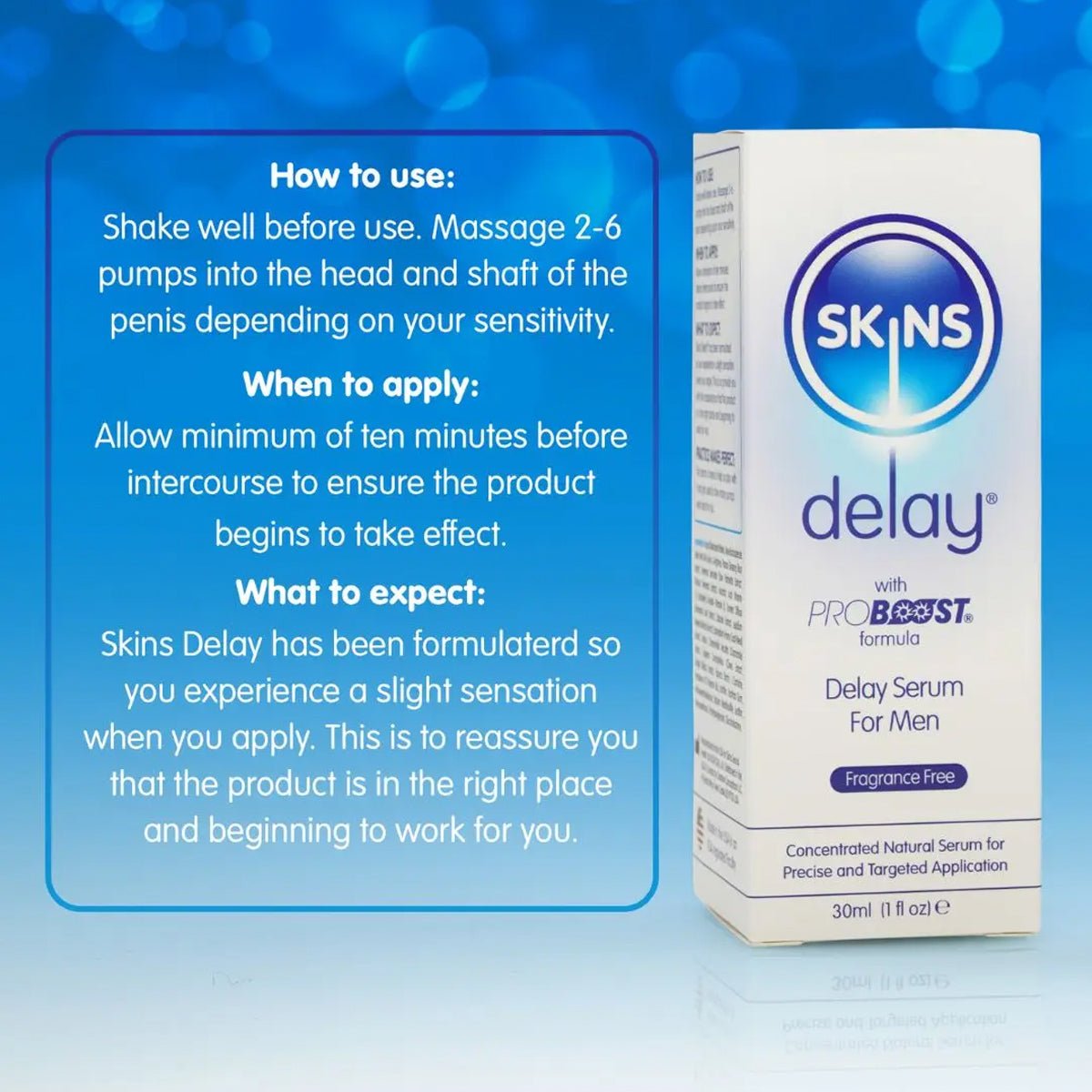 Skins Sérum retardant naturel - Lubrifiant Intime - Condomz