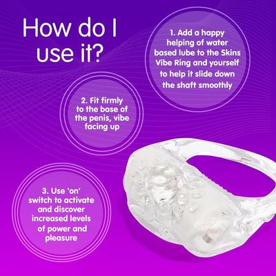 Skins Vibe Ring - Effet Picotant & Effet Retardant - Condomz