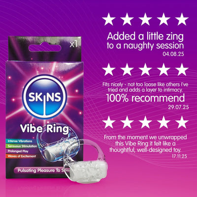 Skins Vibe Ring - Effet Picotant & Effet Retardant - Condomz